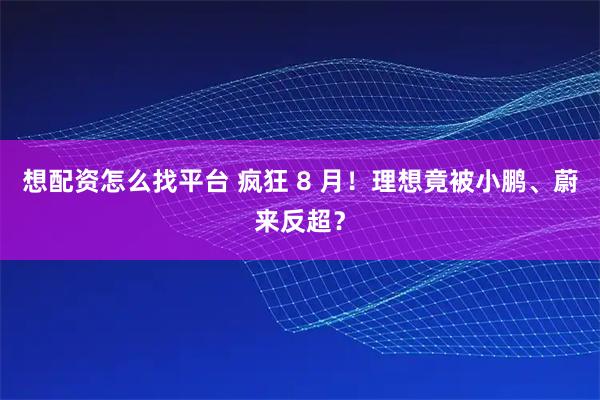 想配资怎么找平台 疯狂 8 月！理想竟被小鹏、蔚来反超？